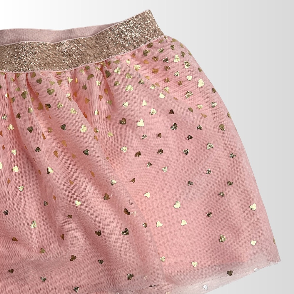 Pink Tulle Skirt with Gold Hearts Girl’s Size XS 4/5 - Picture 3 of 5